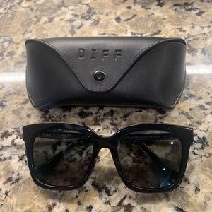 Women Black DIFF sunglasses.